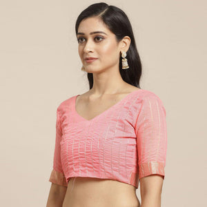 Classy Peach Colored Casual Wear Floral Embroidered Silk Saree With Tassels