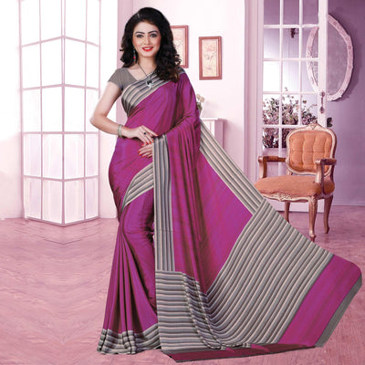Classy Pink Coloured Casual Wear Printed Crepe Saree