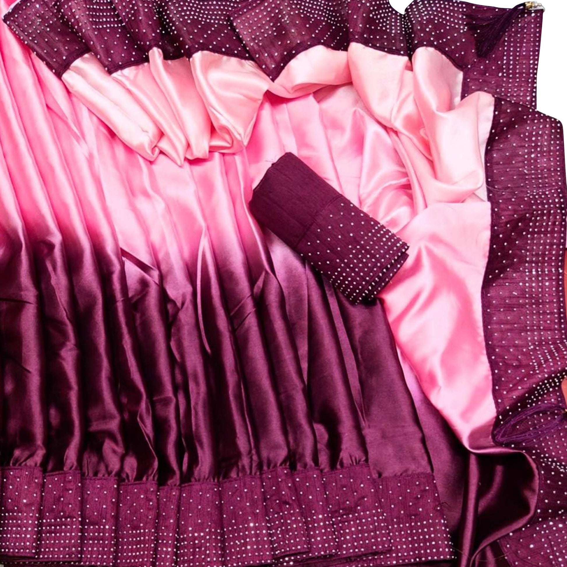 Classy Purple Colored Partywear Stone Work Sana Silk Saree