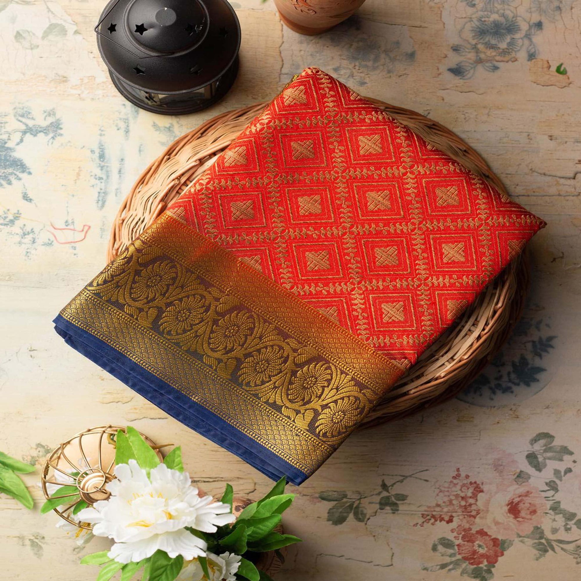 Classy Red Colored Festive Wear Woven Art Silk Saree