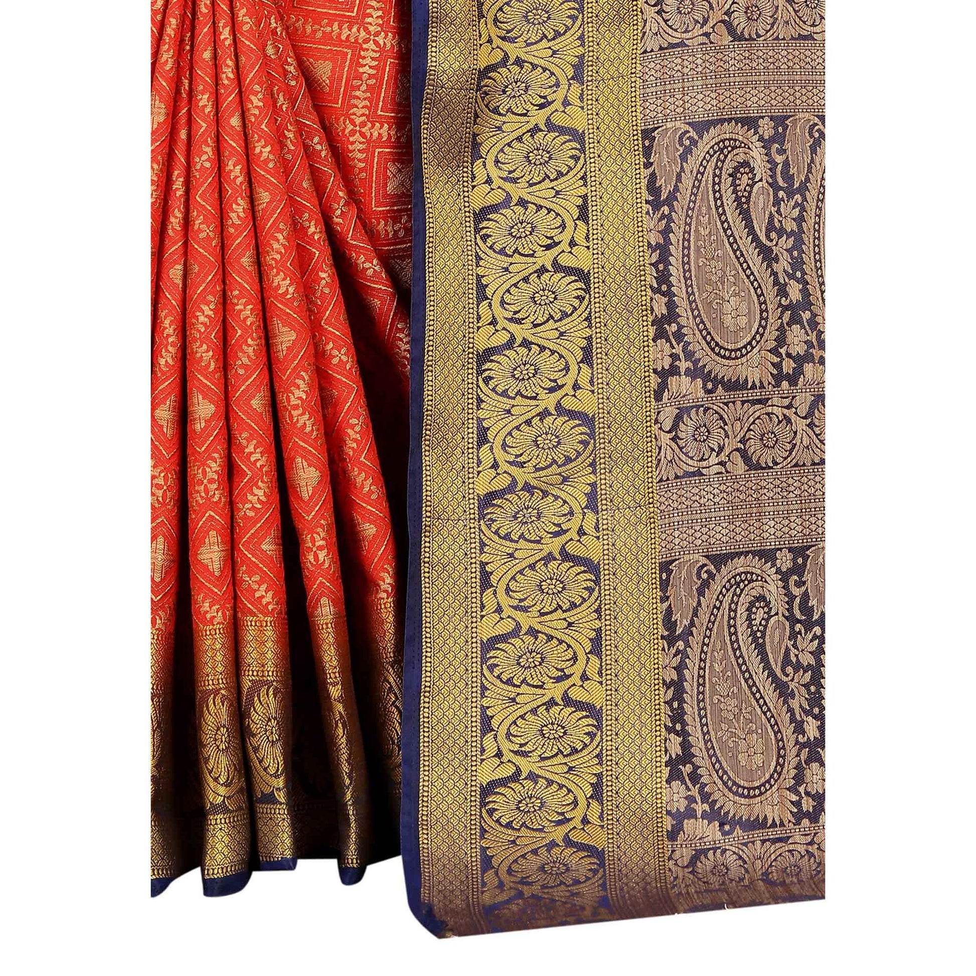 Classy Red Colored Festive Wear Woven Art Silk Saree