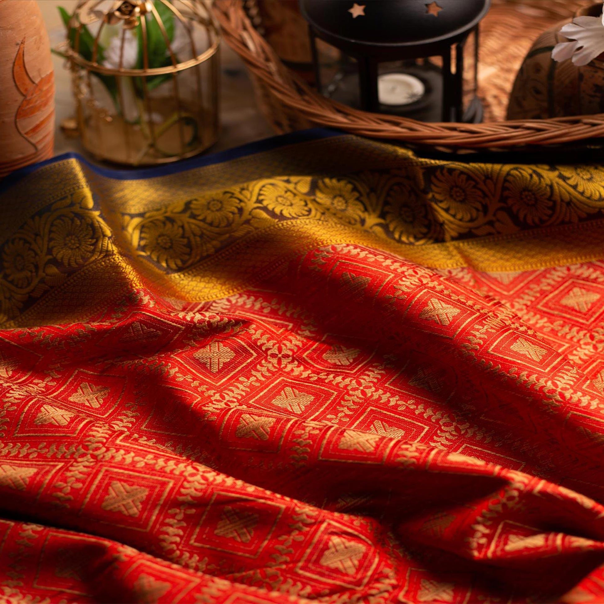 Classy Red Colored Festive Wear Woven Art Silk Saree