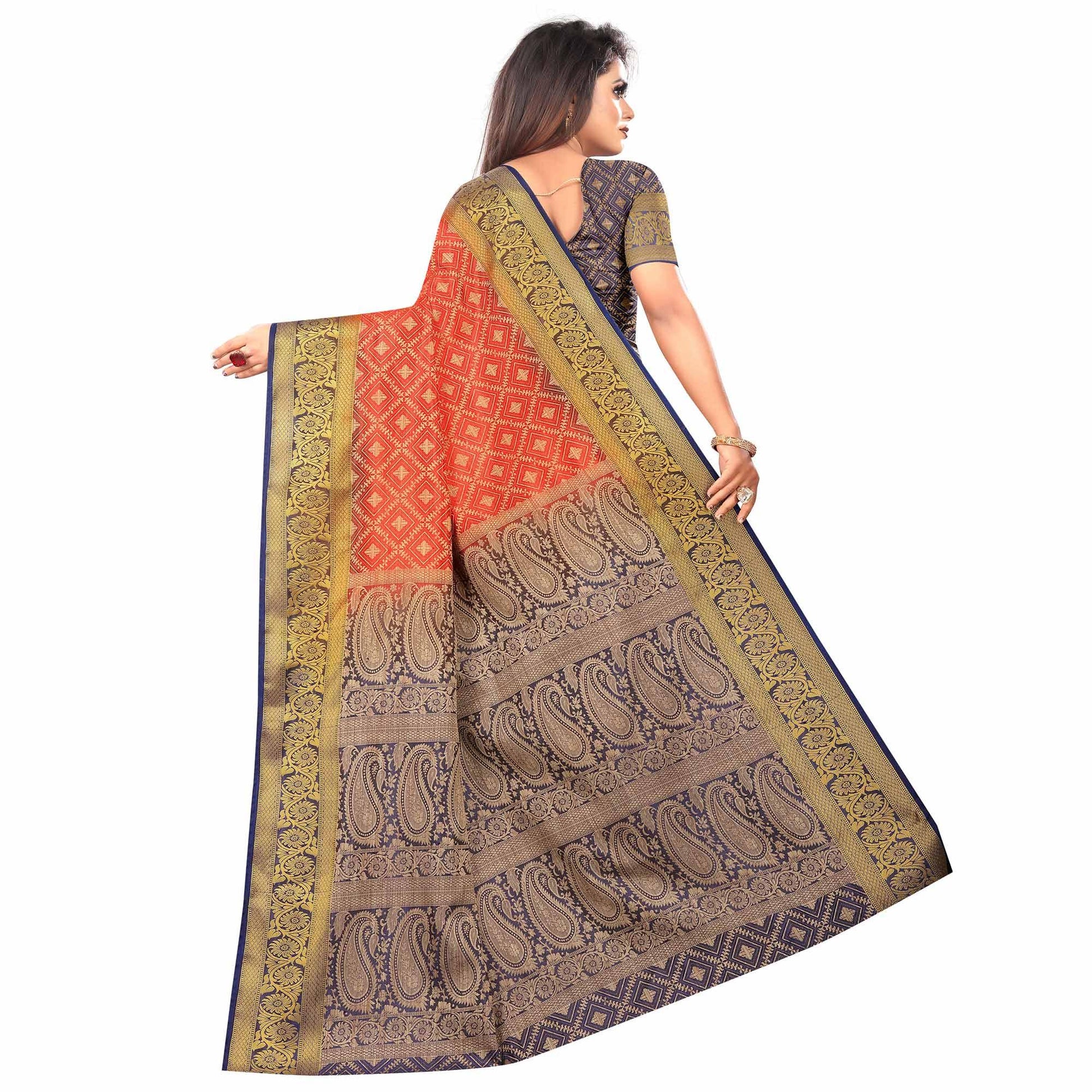 Classy Red Colored Festive Wear Woven Art Silk Saree
