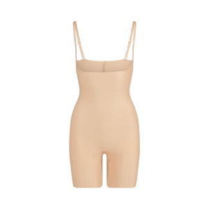 Skims Body Core Sculpt Open Bust Mid Thigh Bodysuit Clay