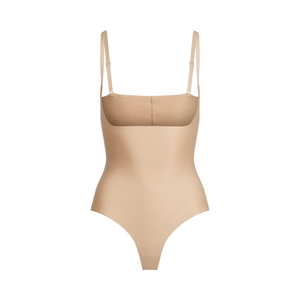 Skims Body Core Sculpt Open Bust Thong Bodysuit Clay