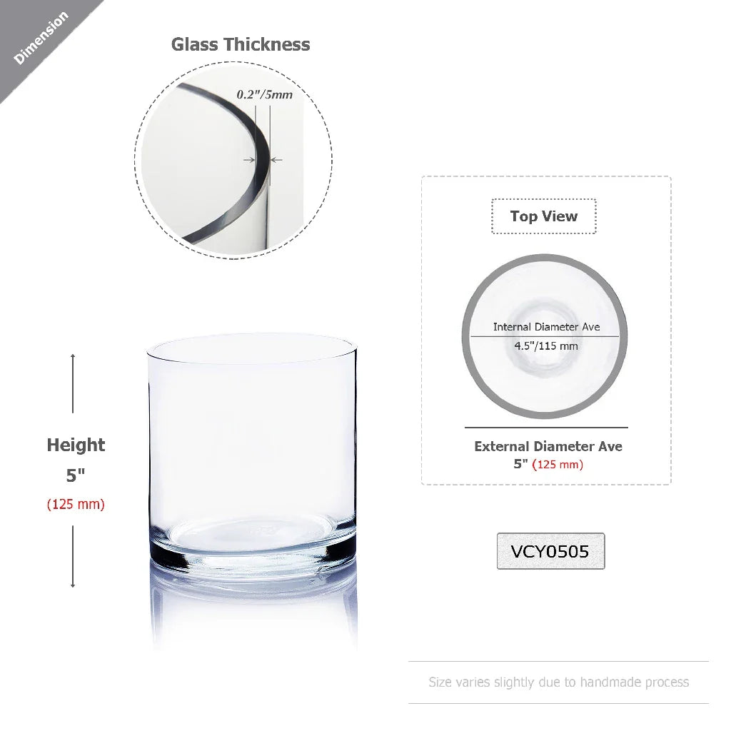 Clear Glass Cylinder Flower Vase