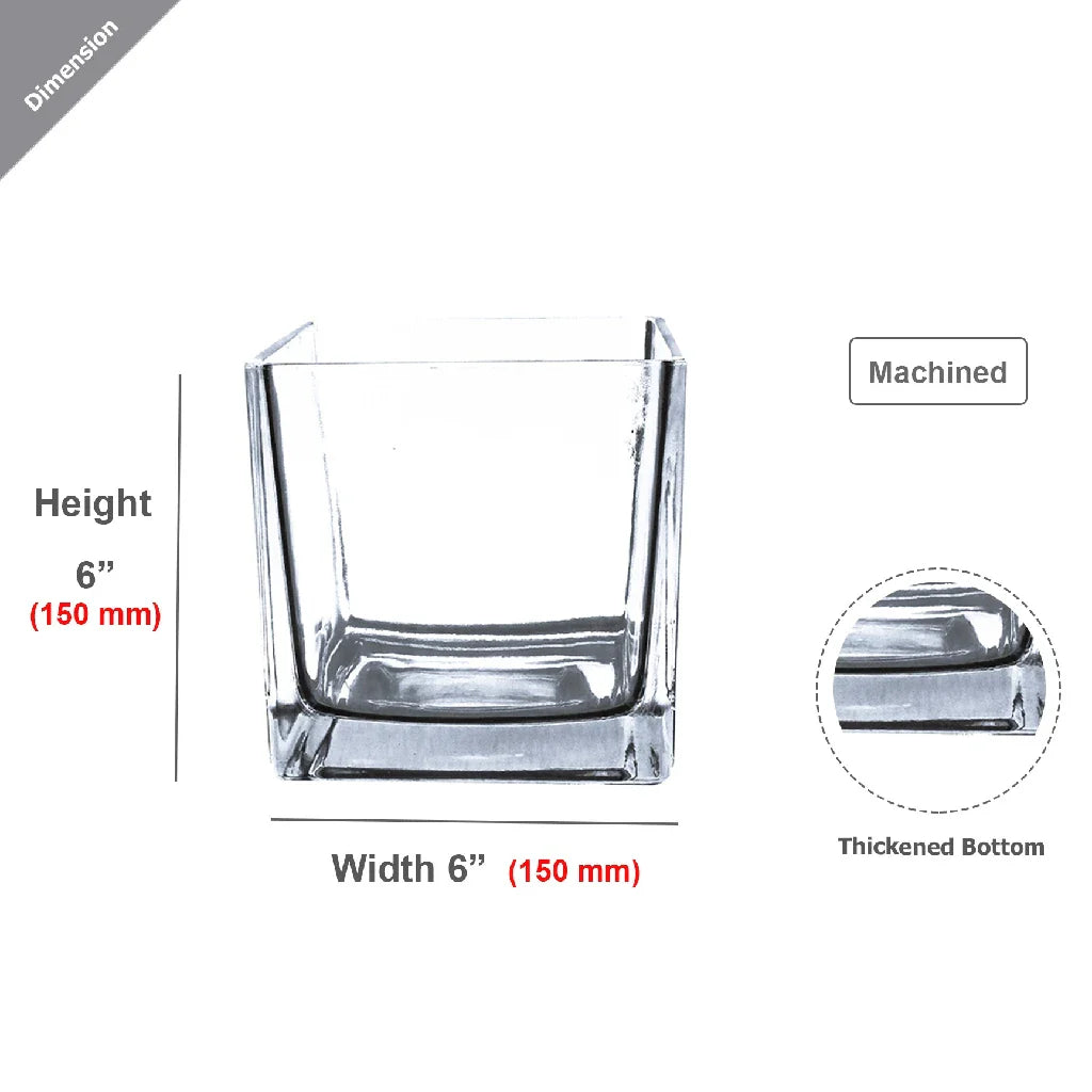Clear Glass Floral Cube Vase