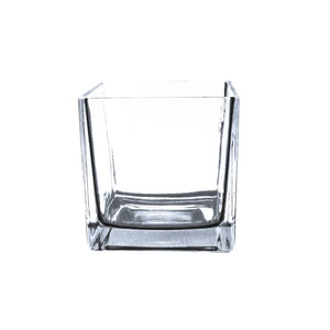 Clear Glass Floral Cube Vase