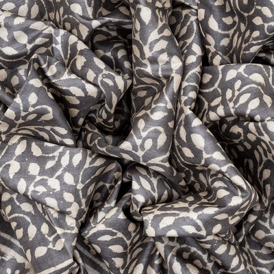 Grey Handloom Tussar Silk Saree With Printed Vine Motifs-Grey