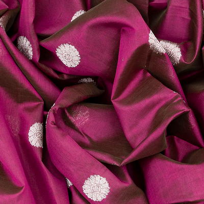 Pink Handloom Chirala Silk Cotton With Kamalam Buttas-Pink