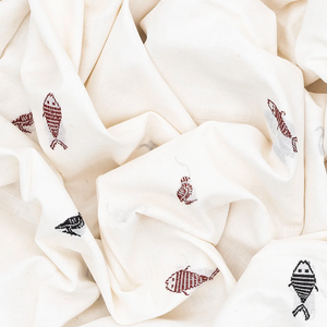 White Handwoven Chirala Saree With Fish Motifs-White