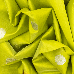 Light Green Handloom Chirala Silk Cotton With Mustard Border-Light Green