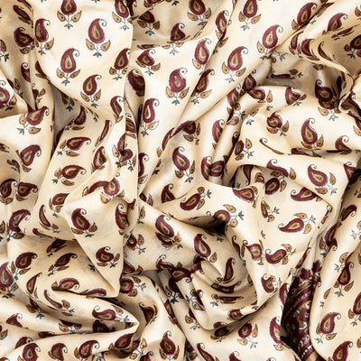 Cream Handloom Tussar Silk Saree With Printed Mango Motifs-Cream