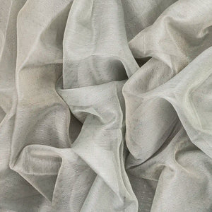 Grey Blended Tussar Tissue Saree With Green Border-Grey