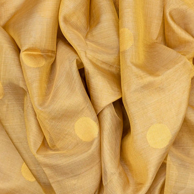 Beige Blended Tussar Tissue Saree With Coin Buttas-Beige