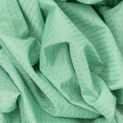 Aquamarine Handloom Chirala Silk Cotton Saree With Checks-Aquamarine