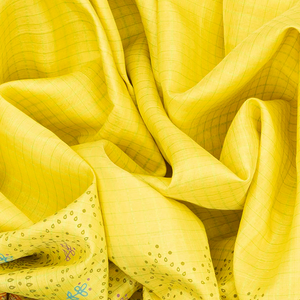 Yellow Handloom Chirala Silk Cotton Saree With Green Border-Yellow