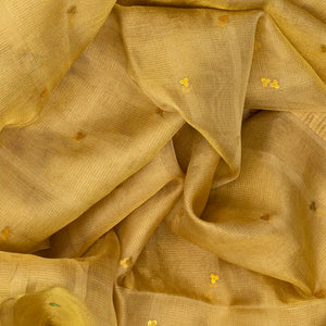 Gold Blended Tussar Tissue Saree With Buttas-Gold