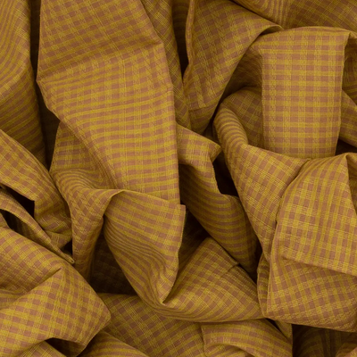 Beige Handloom Chirala Silk Cotton Saree With Checks-Beige