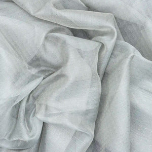 Grey Blended Tussar Tissue Saree With Purple Border-Grey