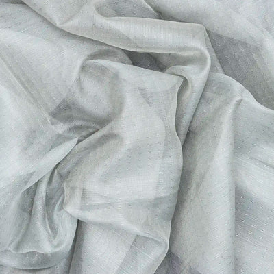 Grey Blended Tussar Tissue Saree With Purple Border-Grey