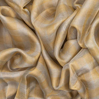 Gold Blended Tussar Tissue Saree With Checks-Gold