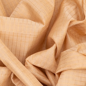 Beige Handloom Chirala Silk Cotton Saree With Checks-Beige