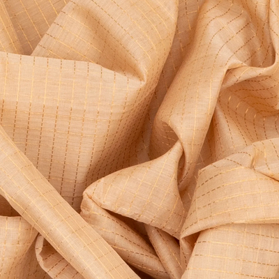 Beige Handloom Chirala Silk Cotton Saree With Checks-Beige