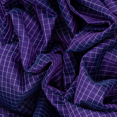 Violet Handloom Chirala Silk Cotton With Checks-Violet