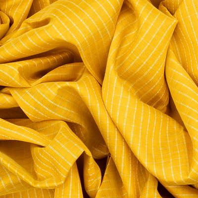 Turmeric Yellow Handloom Chirala Silk Cotton With Checks-Turmeric Yellow