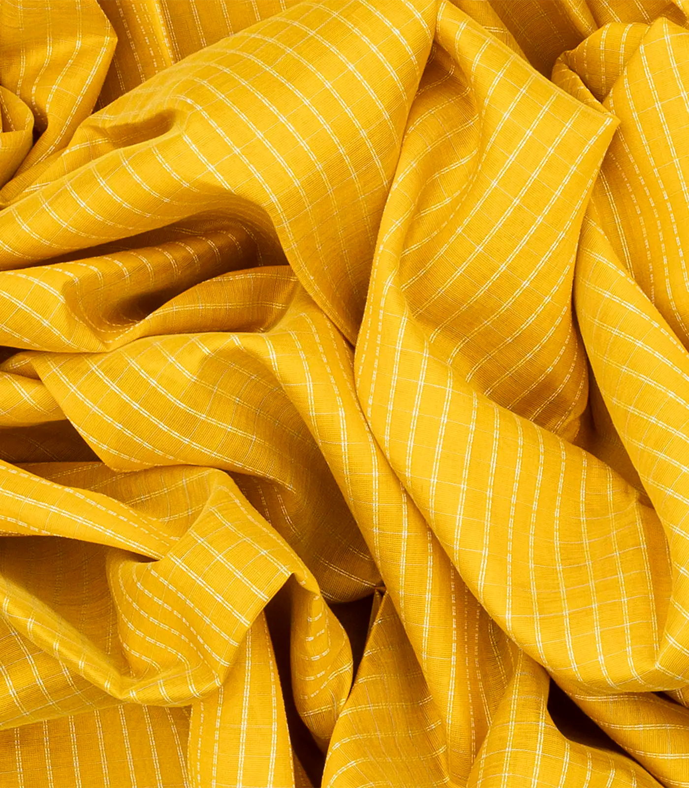 Turmeric Yellow Handloom Chirala Silk Cotton With Checks-Turmeric Yellow