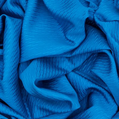 Sky Blue Mysore Crepe Silk Saree With Broken Stripes-Sky Blue