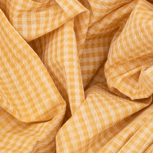 Yellow Handloom Chirala Silk Cotton Saree With Checks-Yellow