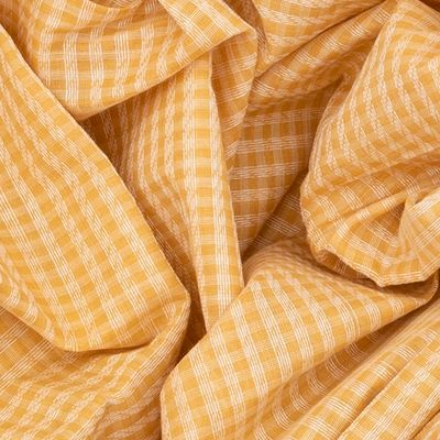 Yellow Handloom Chirala Silk Cotton Saree With Checks-Yellow