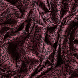 Chestnut Pink Handloom Tussar Silk Saree With Printed Tribal Motifs-Chestnut Pink