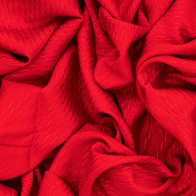 Red Mysore Crepe Silk Saree With Broken Stripes-Red