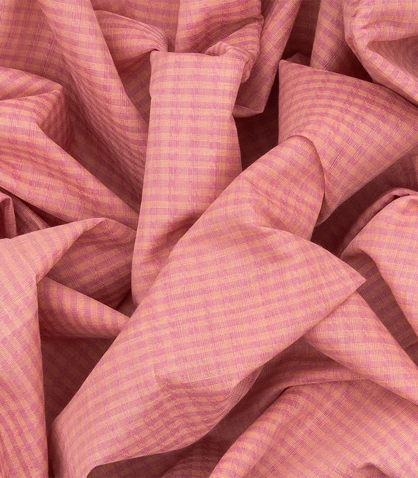 Light Peach Handloom Chirala Silk Cotton Saree With Checks-Light Peach