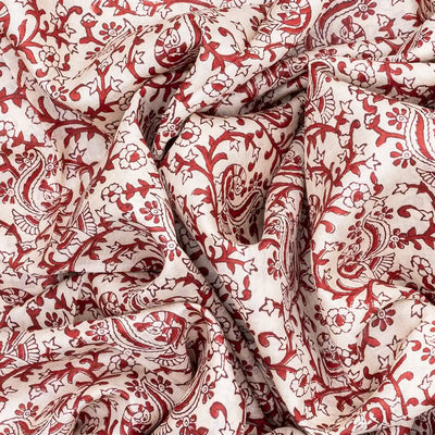 White Handloom Tussar Silk Saree With Printed Annam Vine Motifs-White