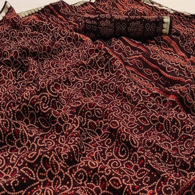 Coffee Casual Wear Bandhani Printed Soft Georgette Saree With Fancy Border