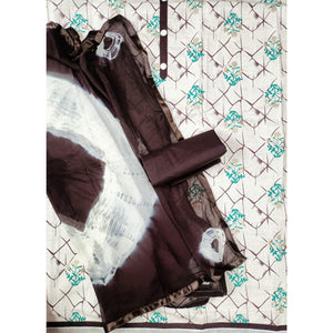 Coffee Casual Wear Foil Printed Jute Dress Material