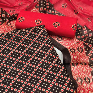 Coffee Ikkat Printed Pure Cotton Dress Material