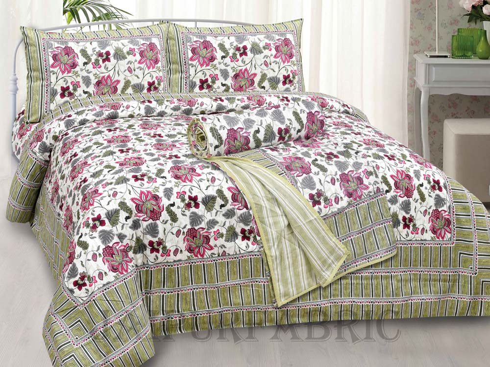 Bed in a Bag Aquatic Green 1 Dohar + 1 Double BedSheet + 2 Pillow Covers