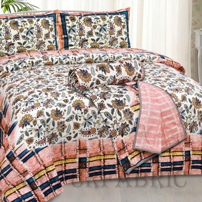 Bed in a Bag Hop Trefoil Brown Brick 1 Dohar + 1 Double BedSheet + 2 Pillow Covers