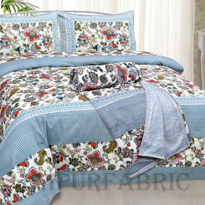 Bed in a Bag Aztec Blue 1 Dohar + 1 Double BedSheet + 2 Pillow Covers