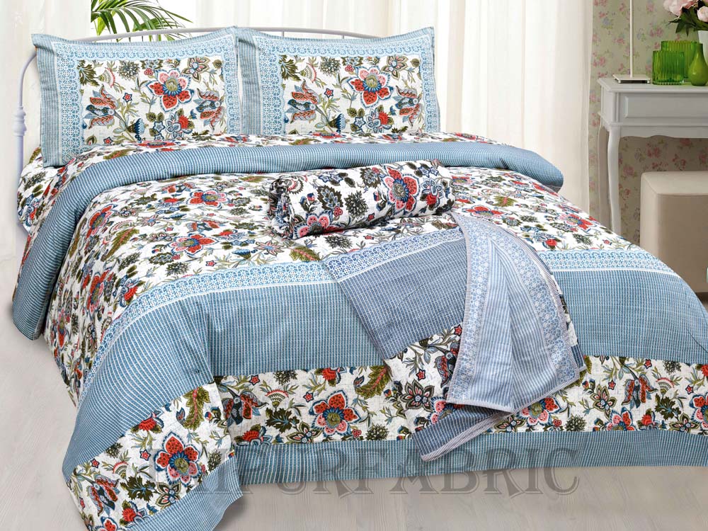 Bed in a Bag Aztec Blue 1 Dohar + 1 Double BedSheet + 2 Pillow Covers
