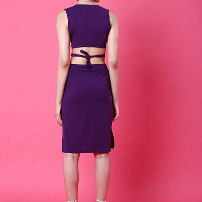 Women Waist Cut Out Tie Up Bodycon Dress