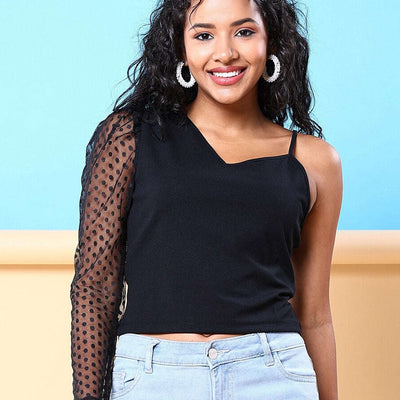 Women Top With Meash Sleeves