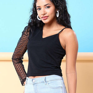 Women Top With Meash Sleeves