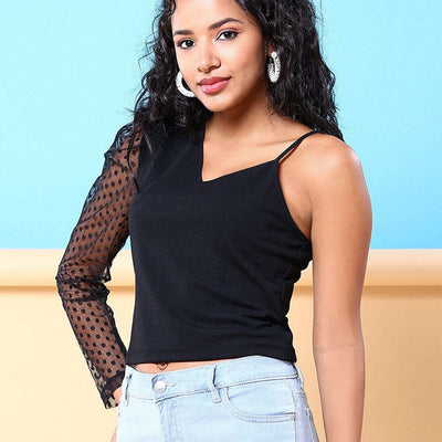 Women Top With Meash Sleeves
