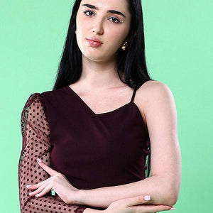 Women Top With Meash Sleeves